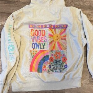 Natural Life men’s L "Good Vibes Only" Cream Hoodie Jacket